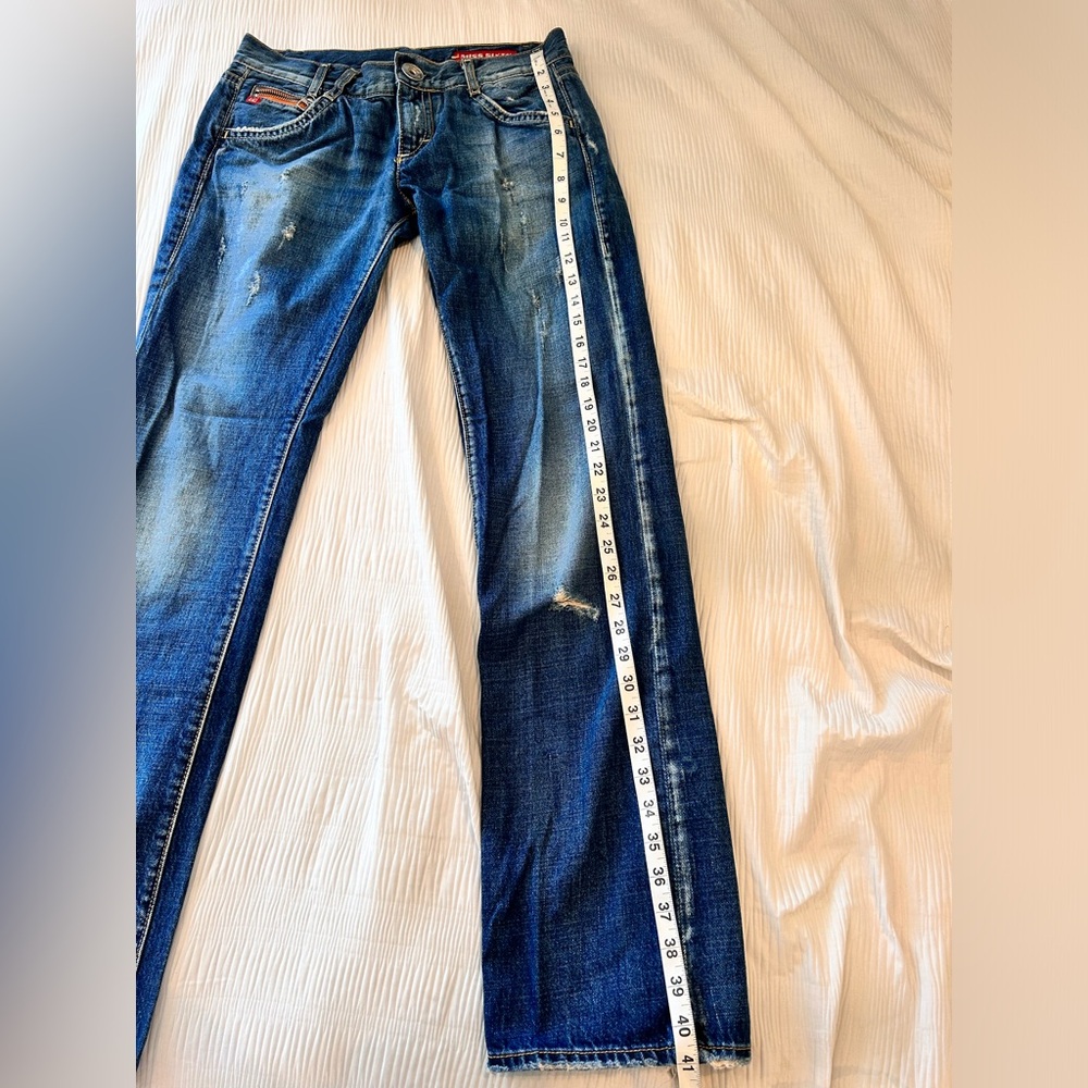Miss Sixty Low Waist Denim Jeans Flare Dark Blue EUC - Picture 5 of 12